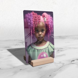 Akrylové sklo Dívka s růžovými vlasy