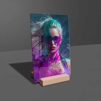 Akrylové sklo Dívka v barevném poprašku 1