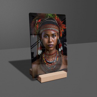 Akrylové sklo Žena s kmenovou čelenkou 1