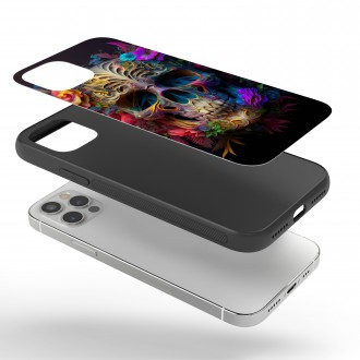 Kryt na mobil Zdobená lebka v květinách