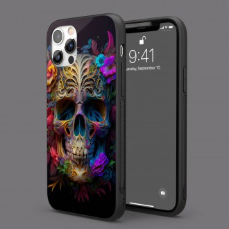 Kryt na mobil Zdobená lebka v květinách