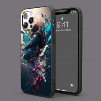 Kryt na mobil Muž v helmě ve víru barev