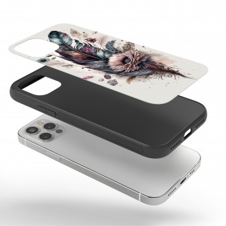 Kryt na mobil Koláž květin a peří