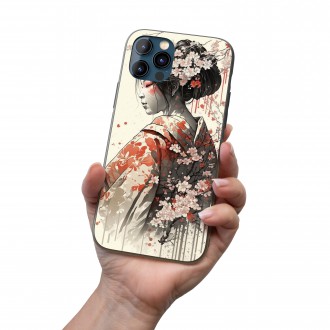 Kryt na mobil Japonská dívka se sakurami 1