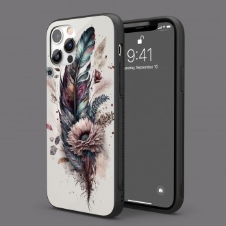 Kryt na mobil Koláž květin a peří