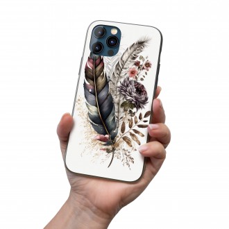 Kryt na mobil Koláž květin a peří 4