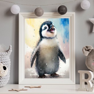 Akvarelový tučňák