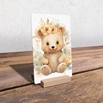 Akrylové sklo Mládě medvěda v květinách