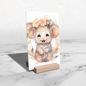 Akrylové sklo Mládě myšky v květinách