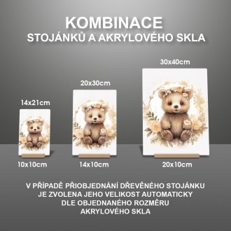 Akrylové sklo Mládě grizzlyho v květinách