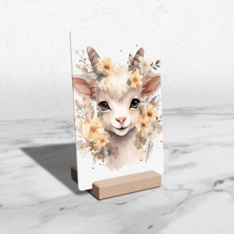 Akrylové sklo Mládě kozy v květinách