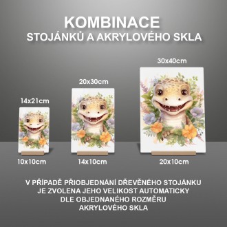 Akrylové sklo Mládě krokodýla v květinách