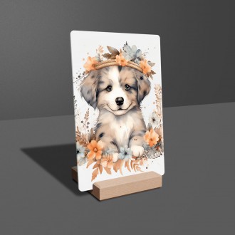 Akrylové sklo Mládě psa v květinách