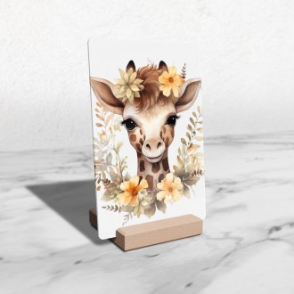 Akrylové sklo Mládě žirafy v květinách