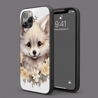 Kryt na mobil Mládě bílé lišky v květinách