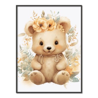 Mládě medvěda v květinách