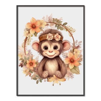Mládě opičky v květinách