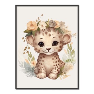 Mládě geparda  v květinách