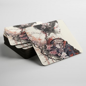 Podtácky Japonská dívka se sakurami 3