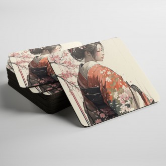 Podtácky Japonská dívka v kimonu