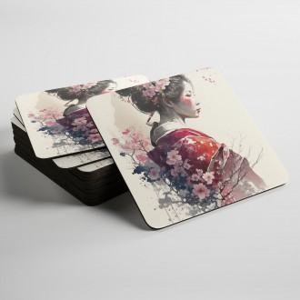 Podtácky Japonská dívka se sakurami 2