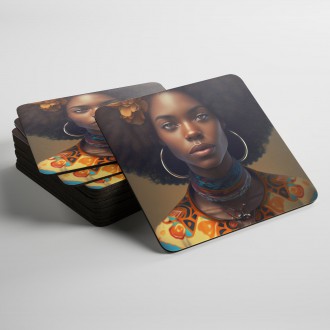 Podtácky Žena v pestrobarevných šatech