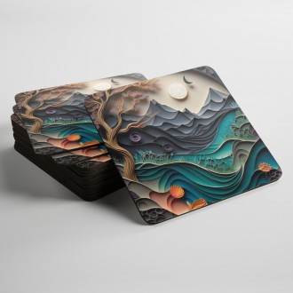 Podtácky Papírová krajina - pohoří