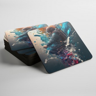 Podtácky Muž v helmě ve víru barev