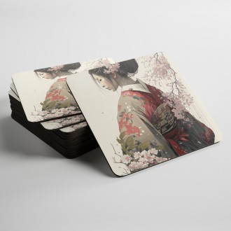 Podtácky Japonská dívka v kimonu 1