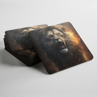 Podtácky Lev v požáru