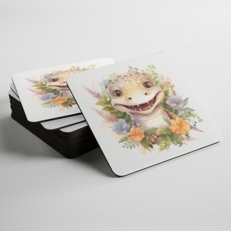 Podtácky Mládě krokodýla v květinách