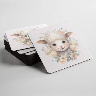 Podtácky Mládě ovečky v květinách