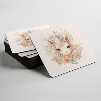 Podtácky Mládě jednorožce v květinách