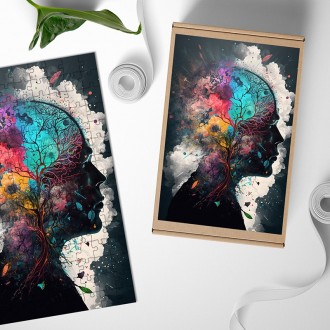 Dřevěné puzzle Myšlenka v barvě