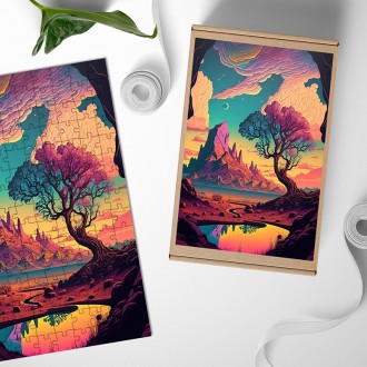 Dřevěné puzzle Fantastická krajina