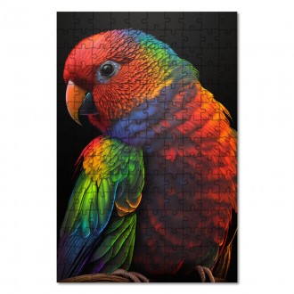 Dřevěné puzzle Barevný papoušek
