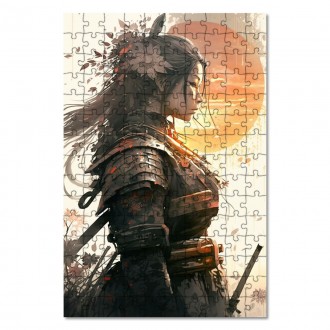Dřevěné puzzle Žena samuraj