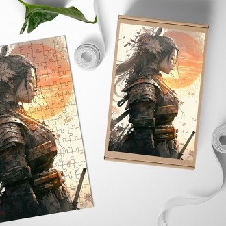 Dřevěné puzzle Žena samuraj