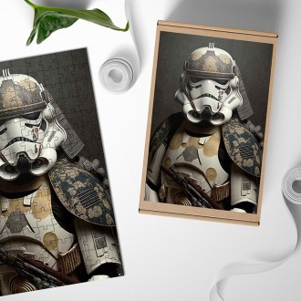 Dřevěné puzzle Japonský vesmírný samuraj