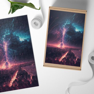 Dřevěné puzzle Bouře nad velkoměstem