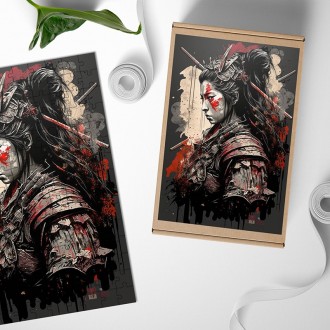 Dřevěné puzzle Žena samuraj 4