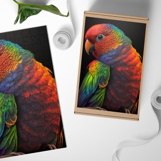 Dřevěné puzzle Barevný papoušek