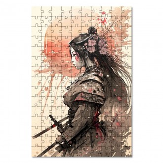Dřevěné puzzle Žena samuraj 2