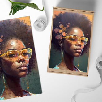 Dřevěné puzzle Módní portrét - sluneční brýle 2