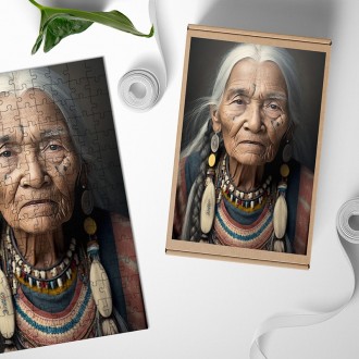 Dřevěné puzzle Stará Indiánka