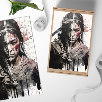 Dřevěné puzzle Japonská bojovnice