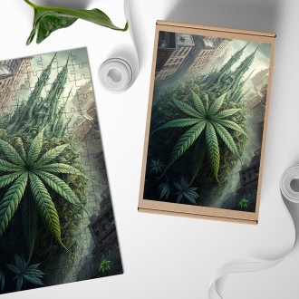 Dřevěné puzzle Zelené město