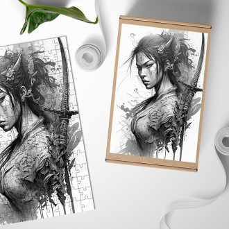 Dřevěné puzzle Japonská bojovnice 4