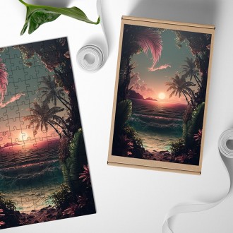 Dřevěné puzzle Tropický ráj 2