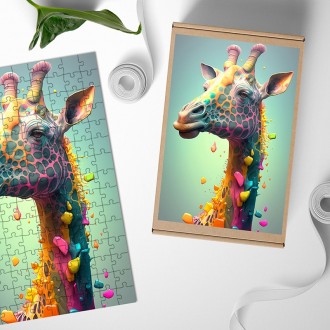 Dřevěné puzzle Psychadelická žirafa 3